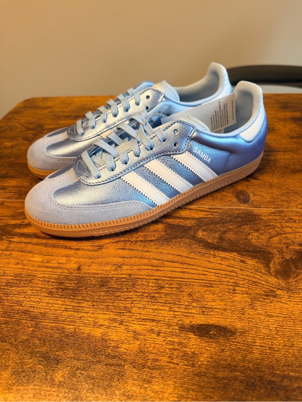 Adidas Samba Metallic Light Blue Kids Sneaker 6.5Y/7.5W